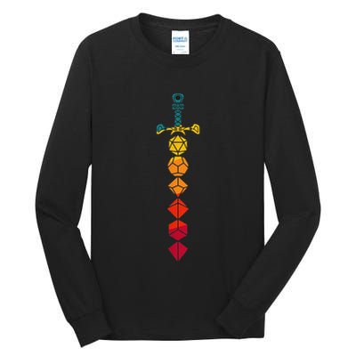 Funny D.20 Dungeons Dice Sword Vintage Tall Long Sleeve T-Shirt