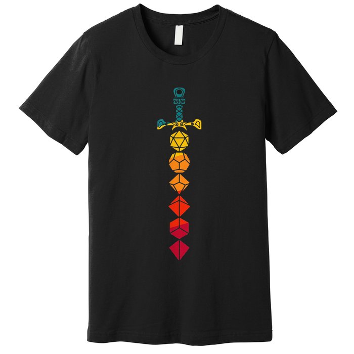 Funny D.20 Dungeons Dice Sword Vintage Premium T-Shirt