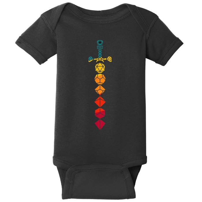 Funny D.20 Dungeons Dice Sword Vintage Baby Bodysuit