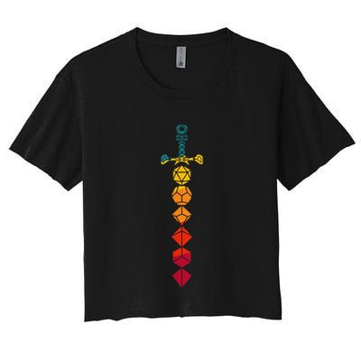 Funny D.20 Dungeons Dice Sword Vintage Crop Top