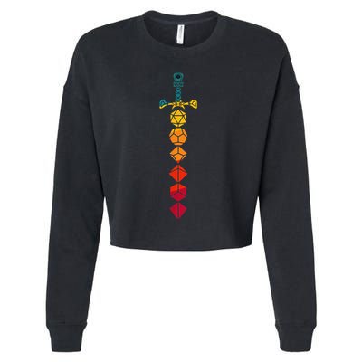 Funny D.20 Dungeons Dice Sword Vintage Cropped Pullover Crew
