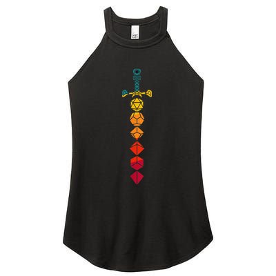 Funny D.20 Dungeons Dice Sword Vintage Women's Perfect Tri Rocker Tank
