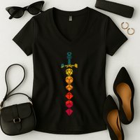 Funny D.20 Dungeons Dice Sword Vintage Women's V-Neck T-Shirt