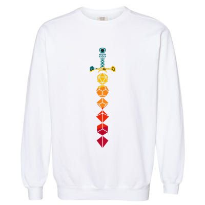 Funny D.20 Dungeons Dice Sword Vintage Garment-Dyed Sweatshirt