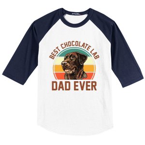 Fathers Day Dog Lover Daddy Best Chocolate Lab Dad Ever Baseball Sleeve Shirt