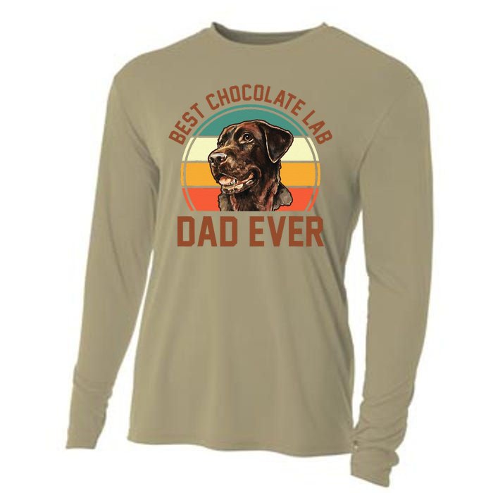 Fathers Day Dog Lover Daddy Best Chocolate Lab Dad Ever Cooling Performance Long Sleeve Crew