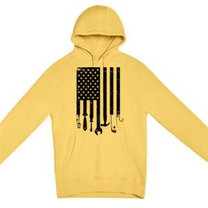 Father's Day Dad Tools USA American Flag Premium Pullover Hoodie