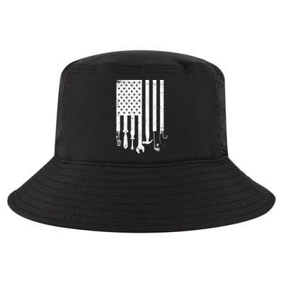 Father's Day Dad Tools USA American Flag Cool Comfort Performance Bucket Hat