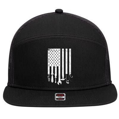 Father's Day Dad Tools USA American Flag 7 Panel Mesh Trucker Snapback Hat