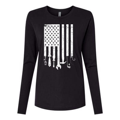 Father's Day Dad Tools USA American Flag Womens Cotton Relaxed Long Sleeve T-Shirt