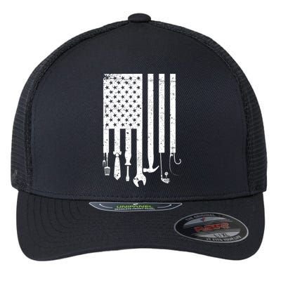 Father's Day Dad Tools USA American Flag Flexfit Unipanel Trucker Cap