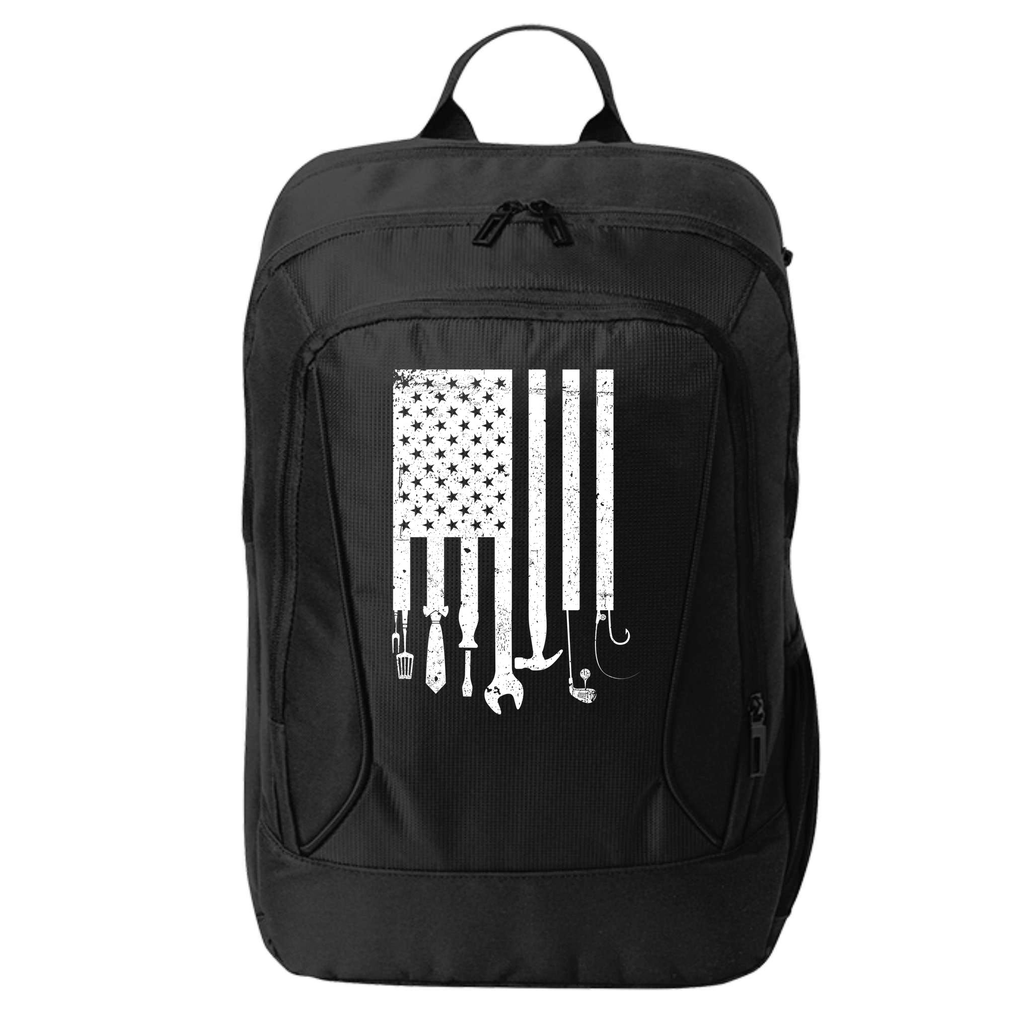 Father's Day Dad Tools USA American Flag City Backpack