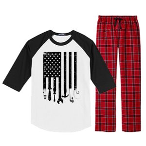 Father's Day Dad Tools USA American Flag Raglan Sleeve Pajama Set