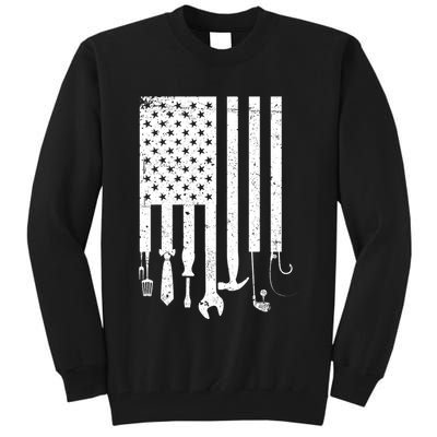 Father's Day Dad Tools USA American Flag Tall Sweatshirt
