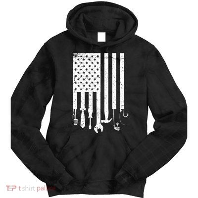 Father's Day Dad Tools USA American Flag Tie Dye Hoodie