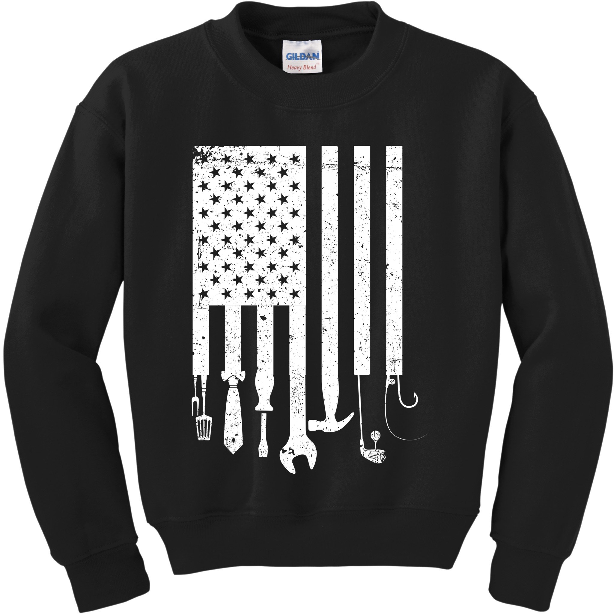 Father's Day Dad Tools USA American Flag Kids Sweatshirt