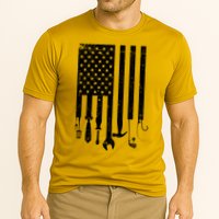 Father's Day Dad Tools USA American Flag Cooling Performance Crew T-Shirt