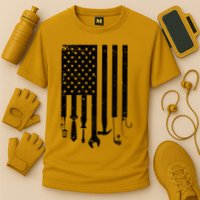 Father's Day Dad Tools USA American Flag Cooling Performance Crew T-Shirt