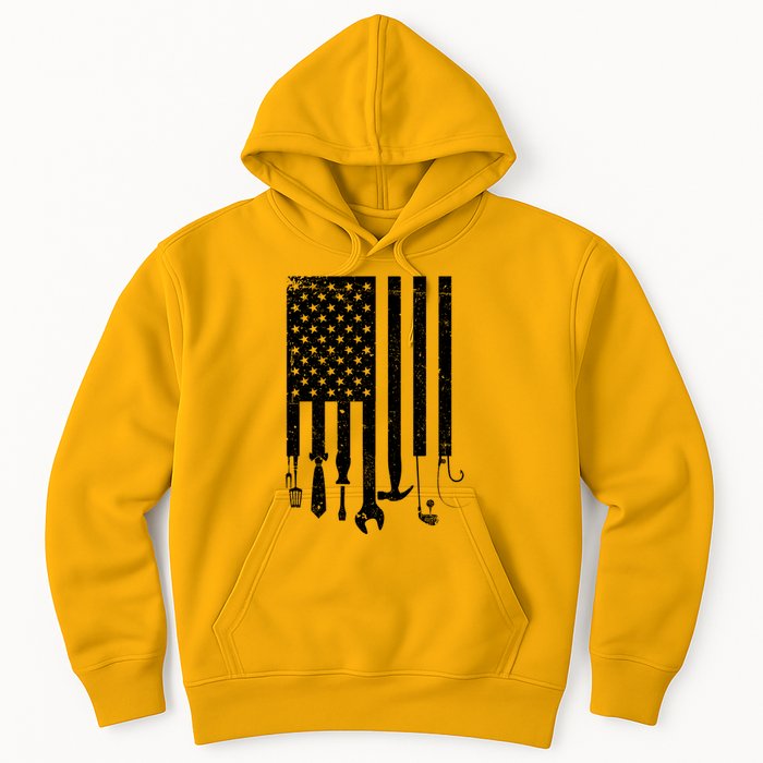 Father's Day Dad Tools USA American Flag Hoodie