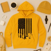 Father's Day Dad Tools USA American Flag Hoodie