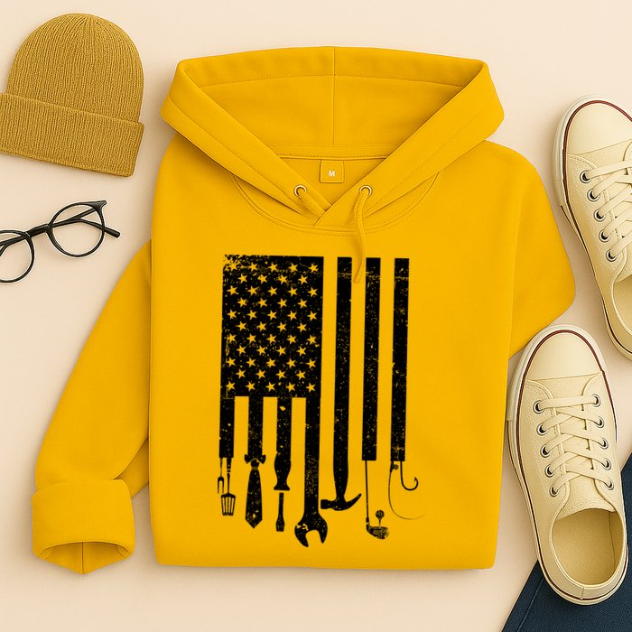 Father's Day Dad Tools USA American Flag Hoodie