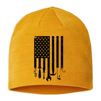 Father's Day Dad Tools USA American Flag Sustainable Beanie