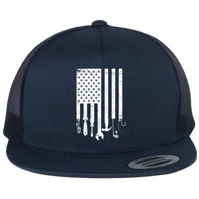 Father's Day Dad Tools USA American Flag Flat Bill Trucker Hat