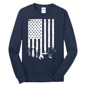 Father's Day Dad Tools USA American Flag Tall Long Sleeve T-Shirt