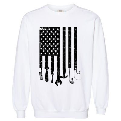 Father's Day Dad Tools USA American Flag Garment-Dyed Sweatshirt