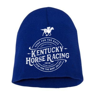 Funny Derby Day Kentucky Horse Racing And Mint Juleps Gift Short Acrylic Beanie