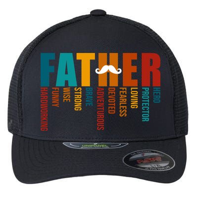 Funny Dad Definition Fathers Day Mustache Flexfit Unipanel Trucker Cap