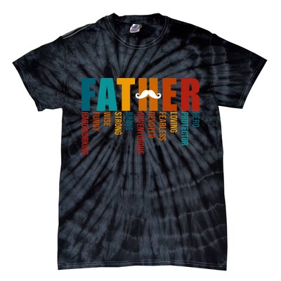 Funny Dad Definition Fathers Day Mustache Tie-Dye T-Shirt