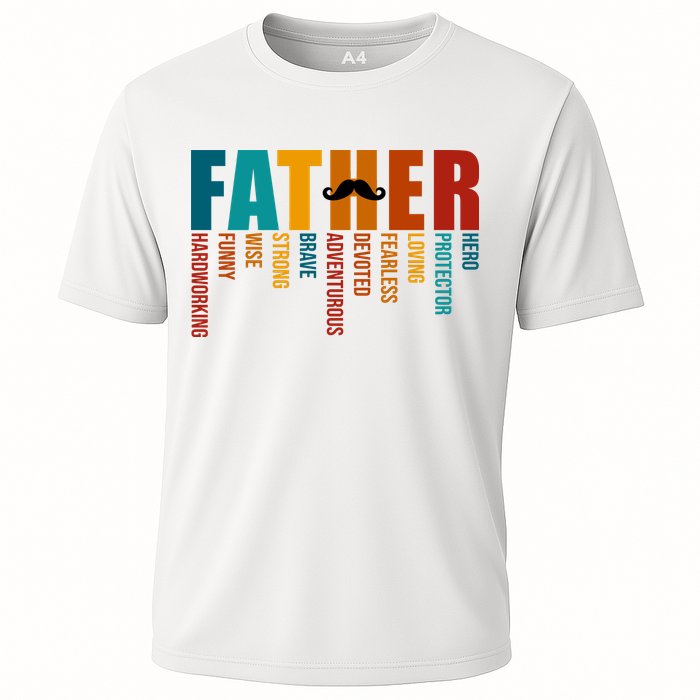 Funny Dad Definition Fathers Day Mustache Cooling Performance Crew T-Shirt