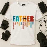 Funny Dad Definition Fathers Day Mustache Cooling Performance Crew T-Shirt