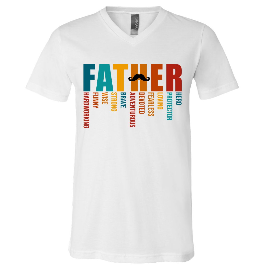 Funny Dad Definition Fathers Day Mustache V-Neck T-Shirt