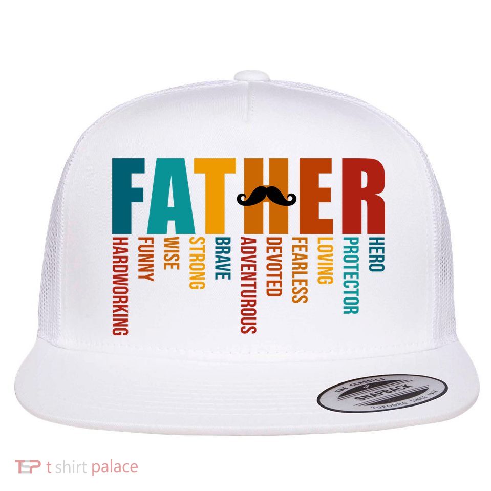 Funny Dad Definition Fathers Day Mustache Flatbill Hat