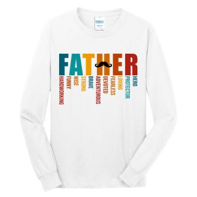 Funny Dad Definition Fathers Day Mustache Tall Long Sleeve T-Shirt