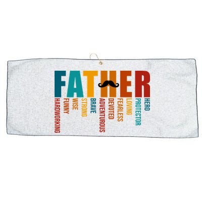 Funny Dad Definition Fathers Day Mustache Large Microfiber Waffle Golf Towel