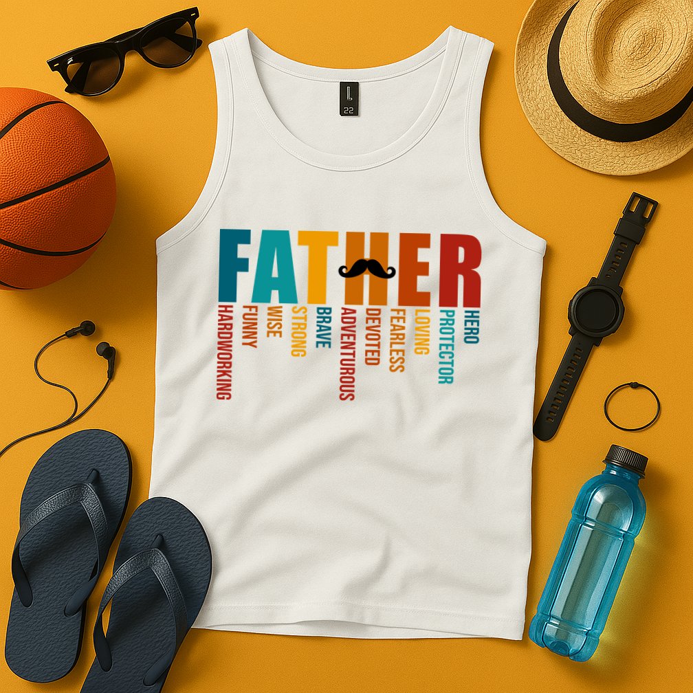 Funny Dad Definition Fathers Day Mustache Tank Top