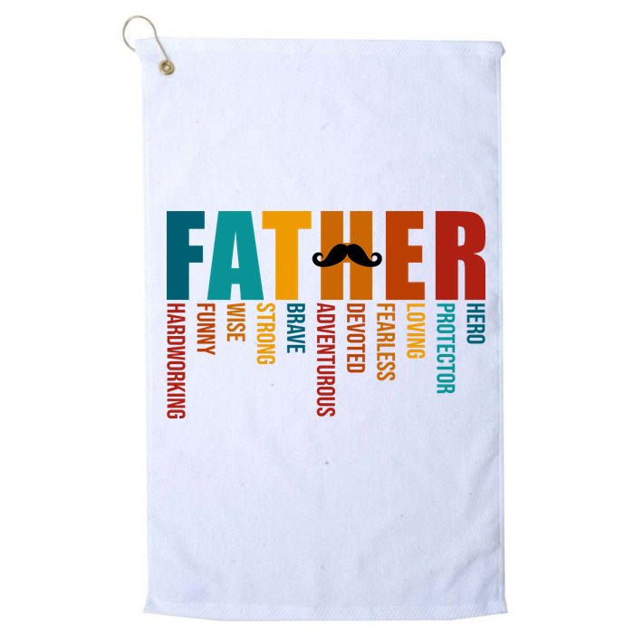 Funny Dad Definition Fathers Day Mustache Golf Towel