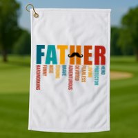 Funny Dad Definition Fathers Day Mustache Golf Towel