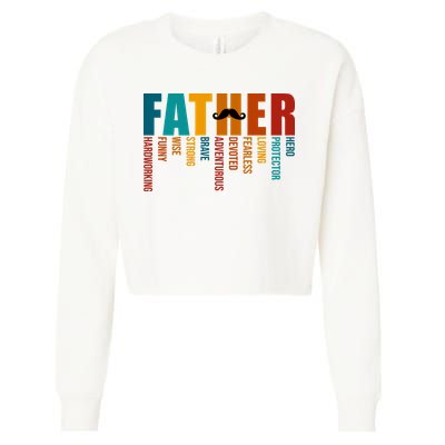 Funny Dad Definition Fathers Day Mustache Cropped Pullover Crew