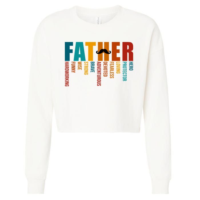 Funny Dad Definition Fathers Day Mustache Cropped Pullover Crew