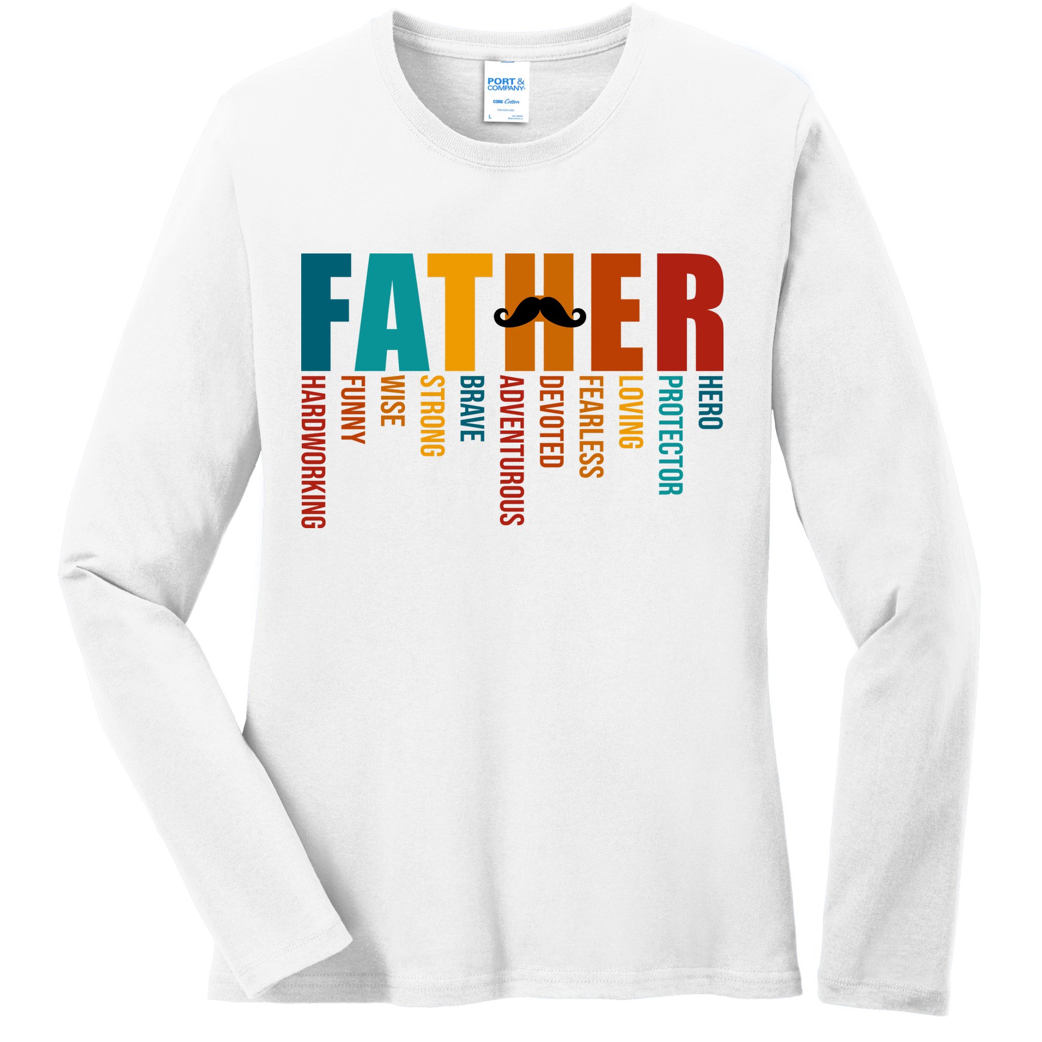 Funny Dad Definition Fathers Day Mustache Ladies Long Sleeve Shirt