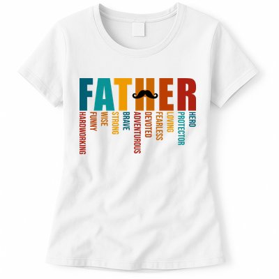 Funny Dad Definition Fathers Day Mustache Womens T-Shirt