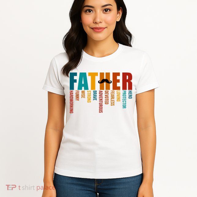 Funny Dad Definition Fathers Day Mustache Womens T-Shirt