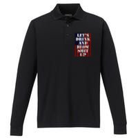 Fireworks Day Drinking Performance Long Sleeve Polo