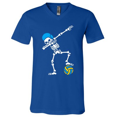 Funny Dab Dabbing Skeleton Water Polo Halloween Costume Funny Gift V-Neck T-Shirt