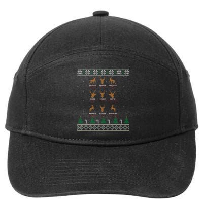 Funny Deer Design Christmas Bow Hunting SantaS Reindeer Giftr 7-Panel Snapback Hat