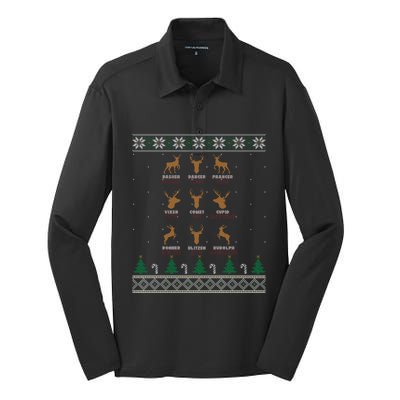 Funny Deer Design Christmas Bow Hunting SantaS Reindeer Giftr Silk Touch Performance Long Sleeve Polo